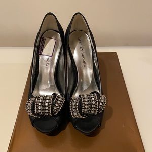 Audrey Brooke Black Satin Heels